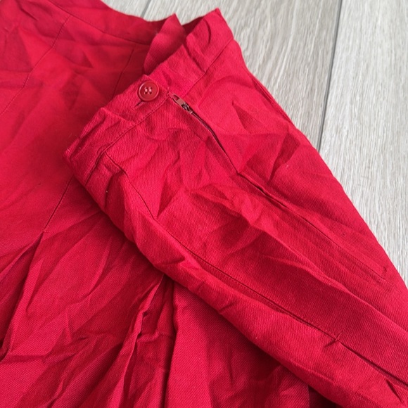 Vintage Lowell & Whitney Red Pleated Wool Skirt - Picture 4 of 9